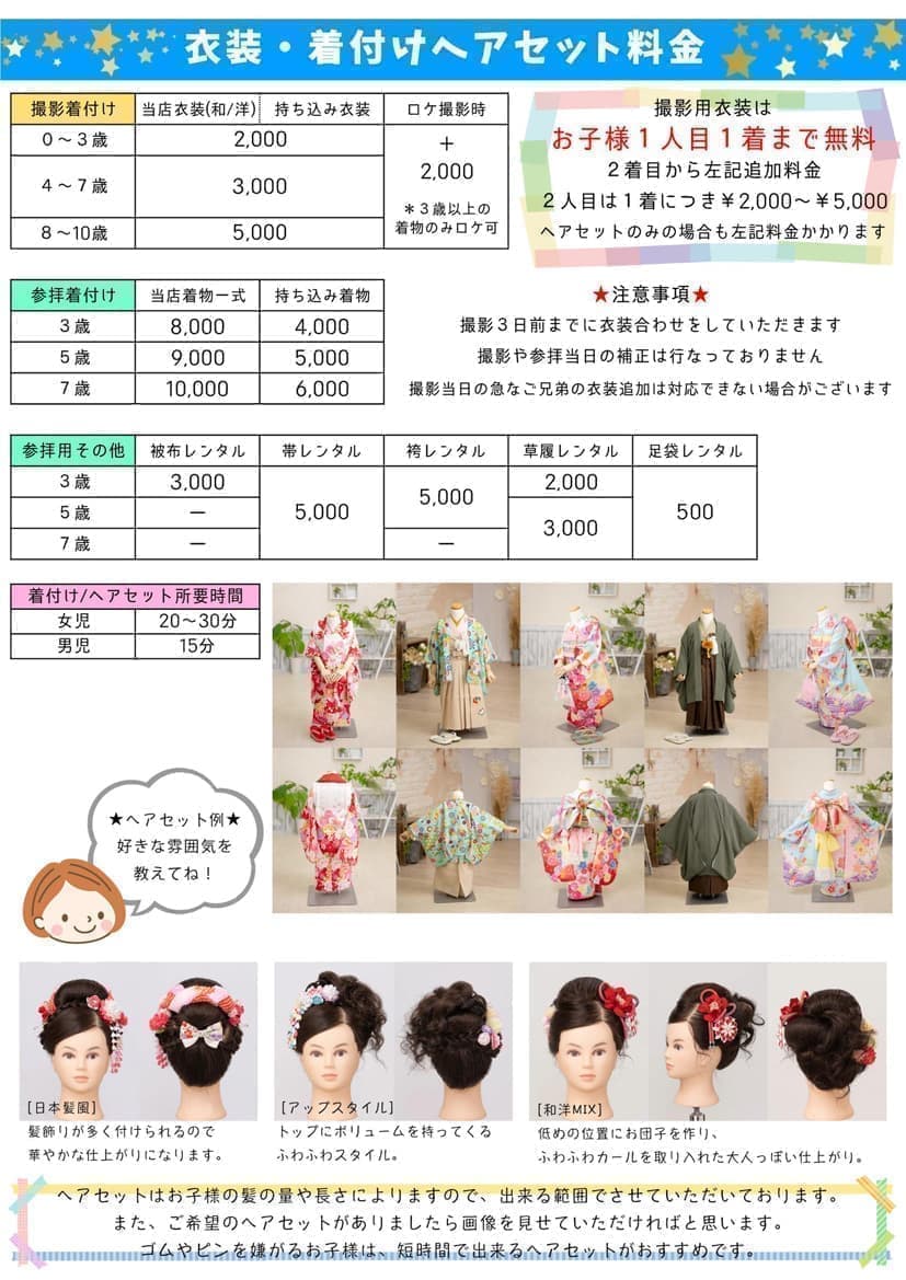 ヘアセット料金表画像